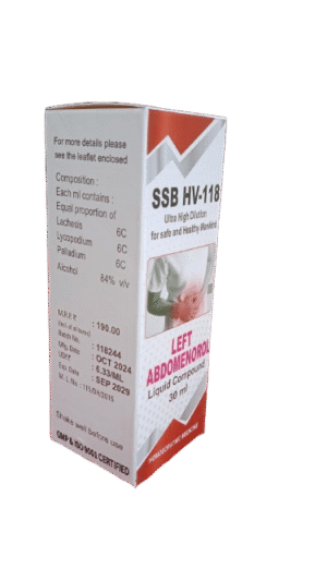 SSB HV - 118 ( LEFT ABDOMENOROL DROPS : For left Abdomenal complaints)